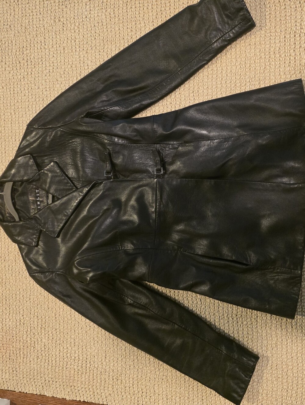 Women’s Black Leather Buckle Closure Jacket